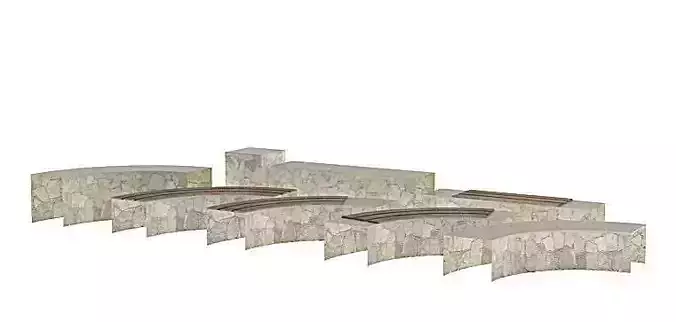 White Stone Garden Edging 3D model
