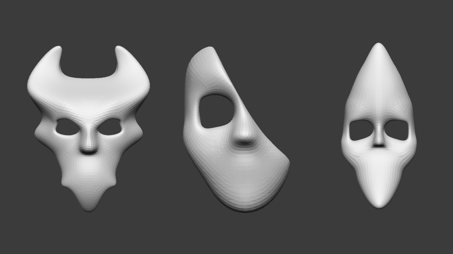 20 Carnival mask shapes low poly Zbrush IMM brush set 3D model_4
