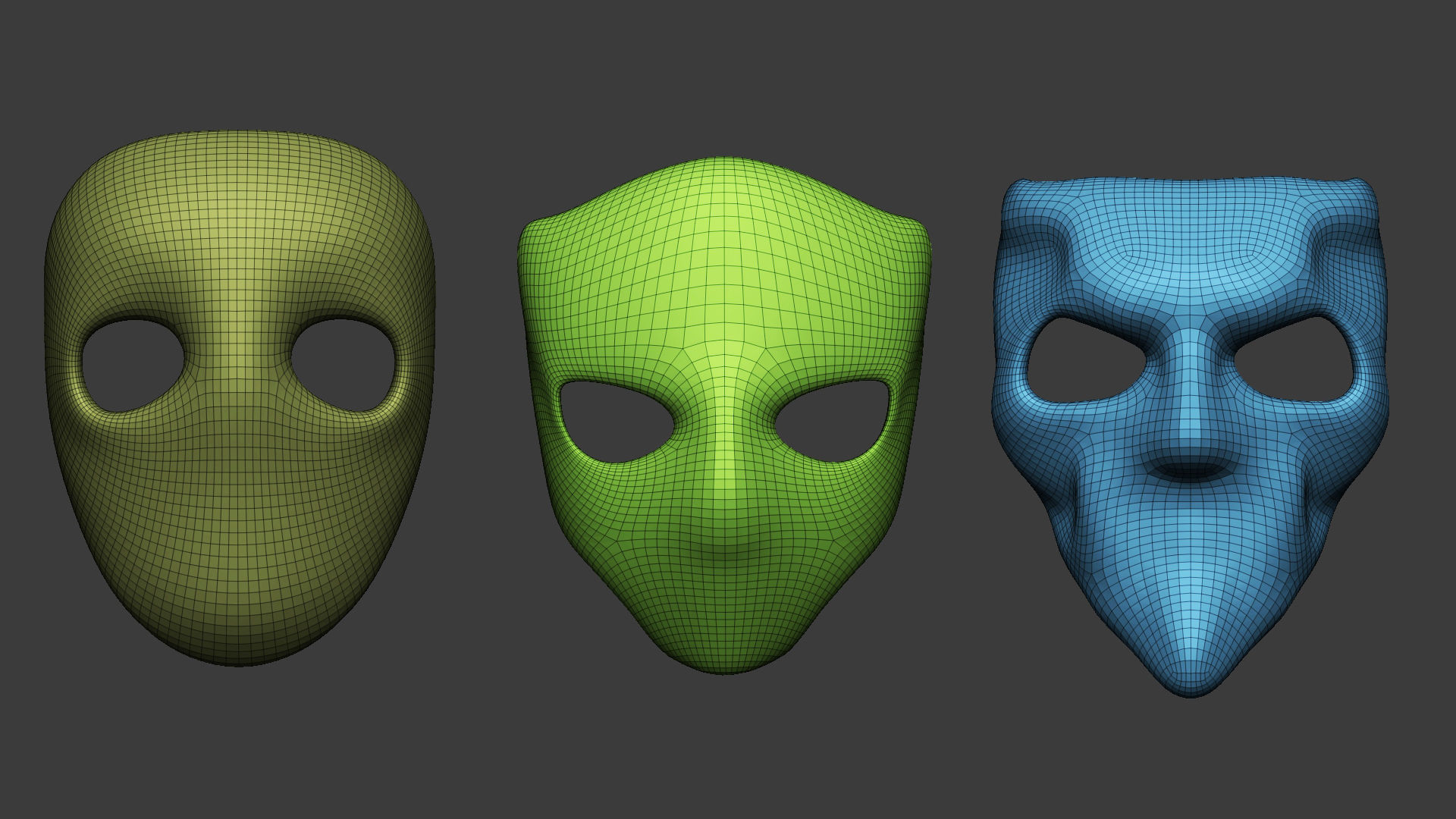 20 Carnival mask shapes low poly Zbrush IMM brush set 3D model_10