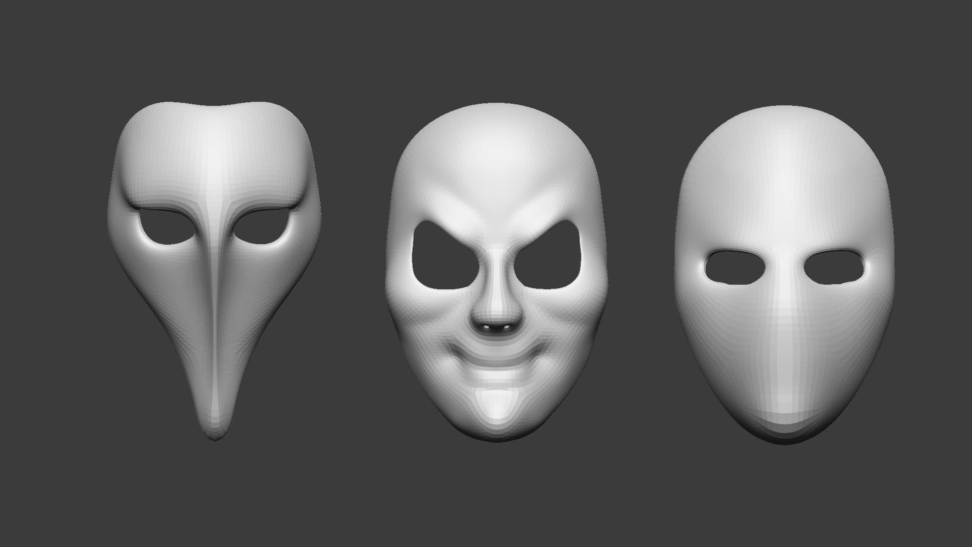 20 Carnival mask shapes low poly Zbrush IMM brush set 3D model_6