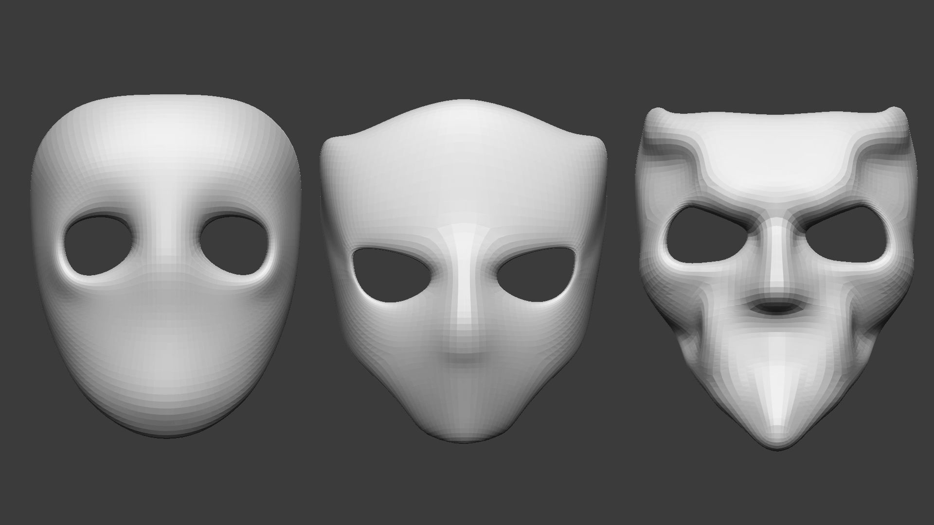 20 Carnival mask shapes low poly Zbrush IMM brush set 3D model_3