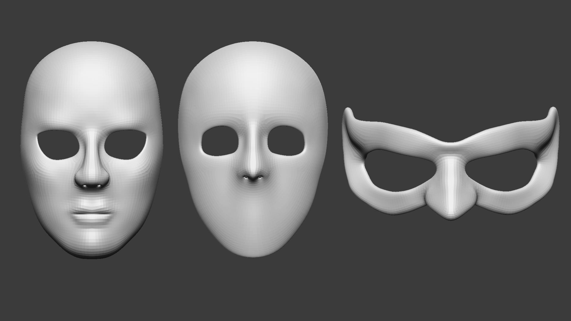 20 Carnival mask shapes low poly Zbrush IMM brush set 3D model_1