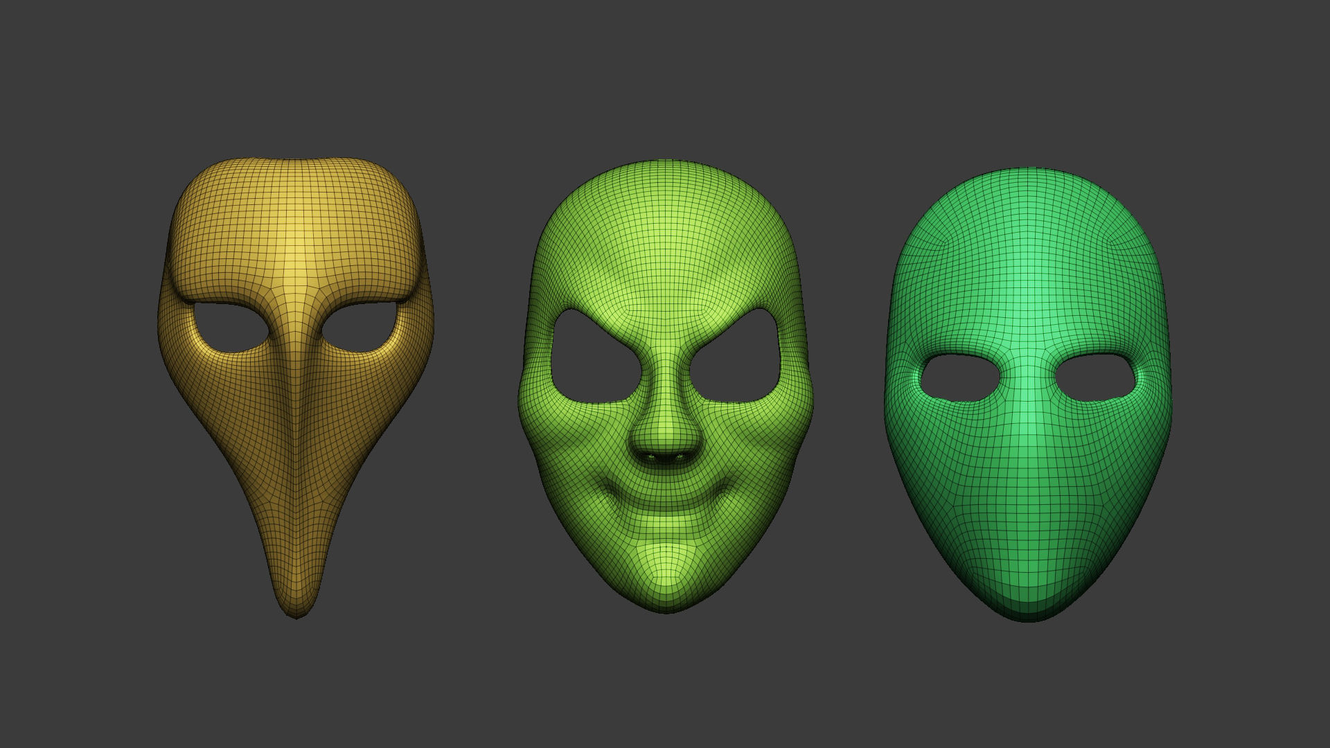 20 Carnival mask shapes low poly Zbrush IMM brush set 3D model_13