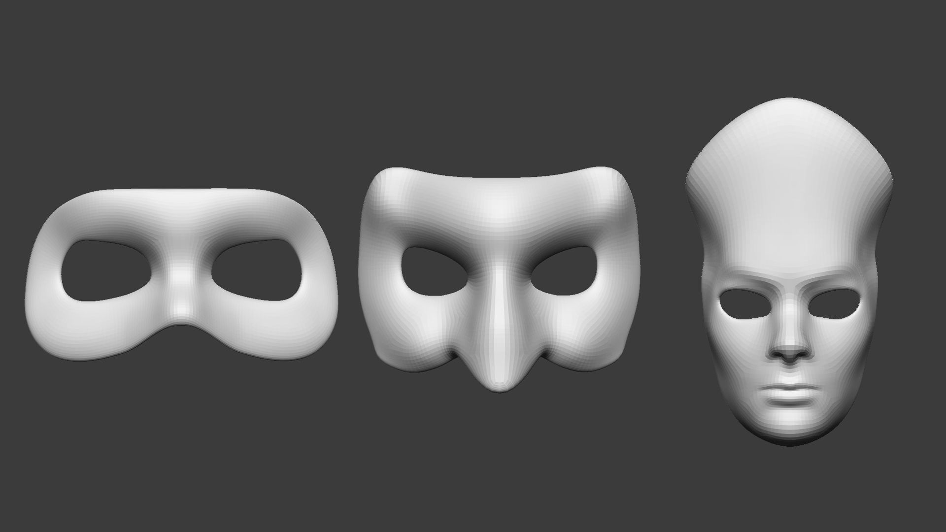 20 Carnival mask shapes low poly Zbrush IMM brush set 3D model_2