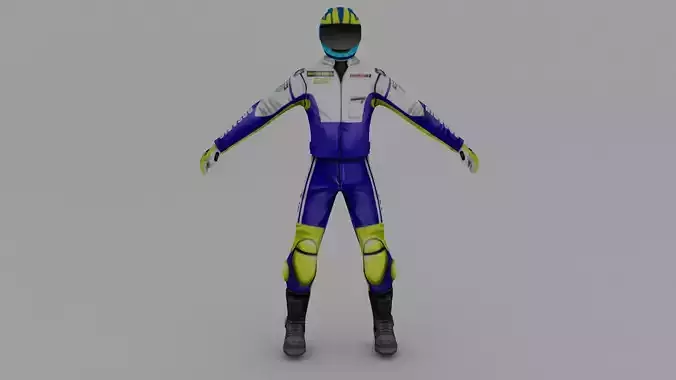 Snowmobilbiker motorcyclist in racing suit 3D model