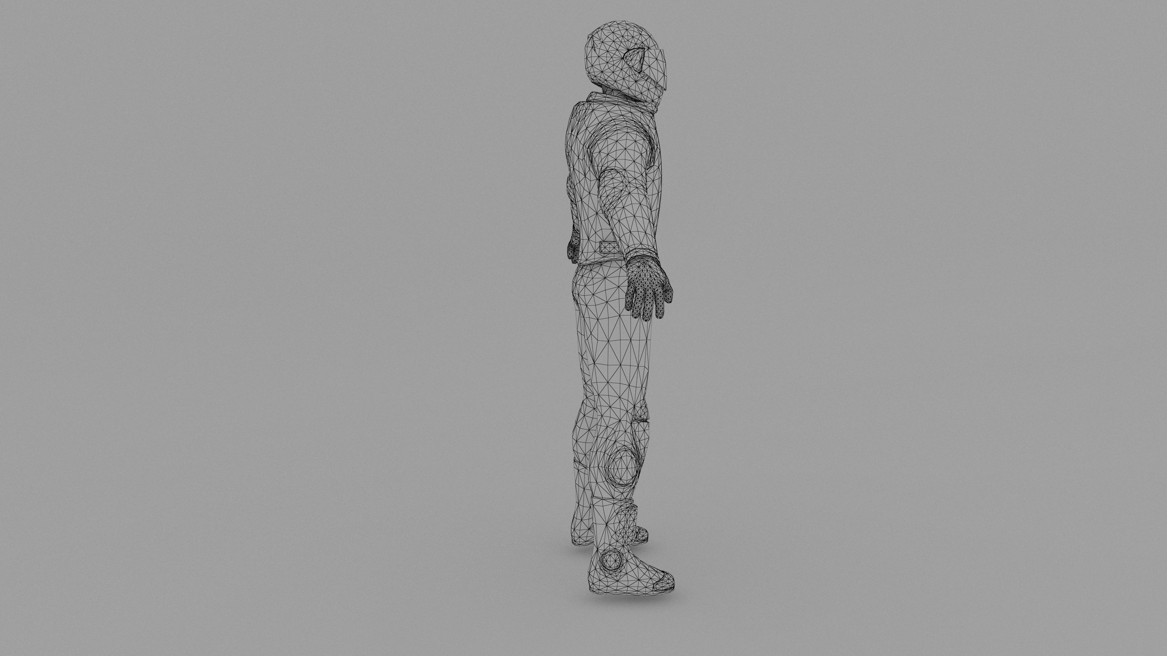 Snowmobilbiker motorcyclist in racing suit 3D model_15