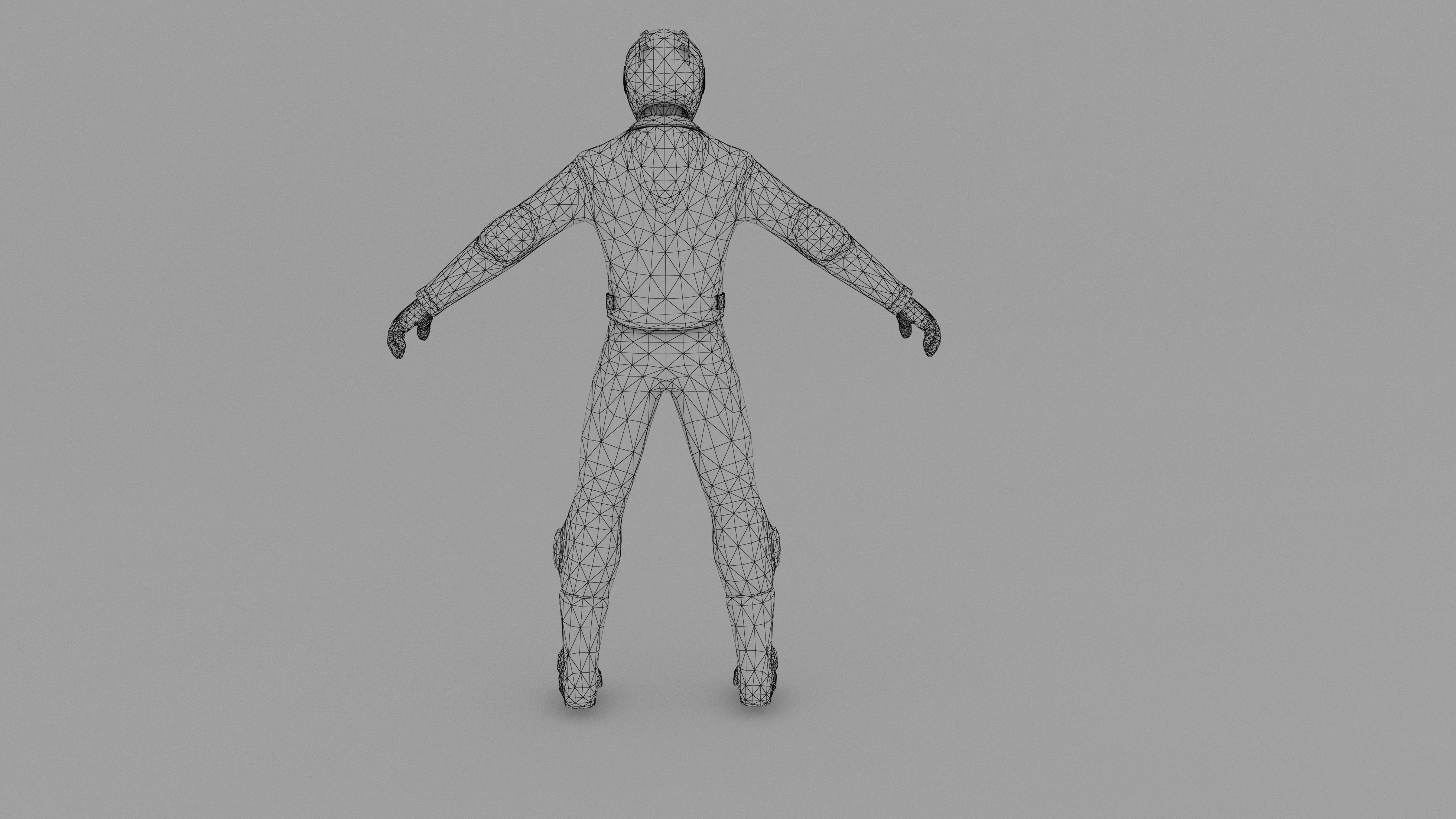 Snowmobilbiker motorcyclist in racing suit 3D model_14