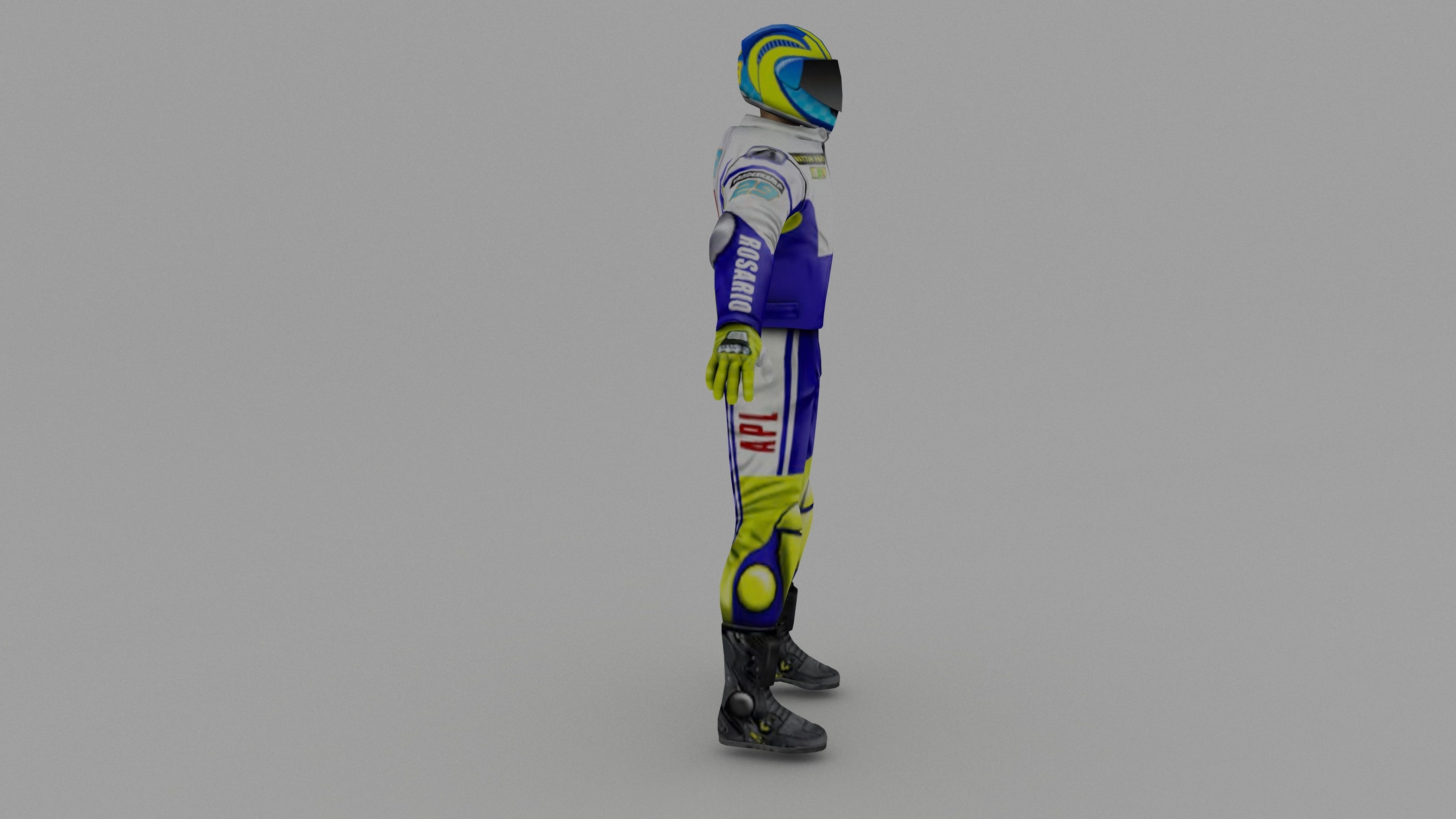 Snowmobilbiker motorcyclist in racing suit 3D model_6