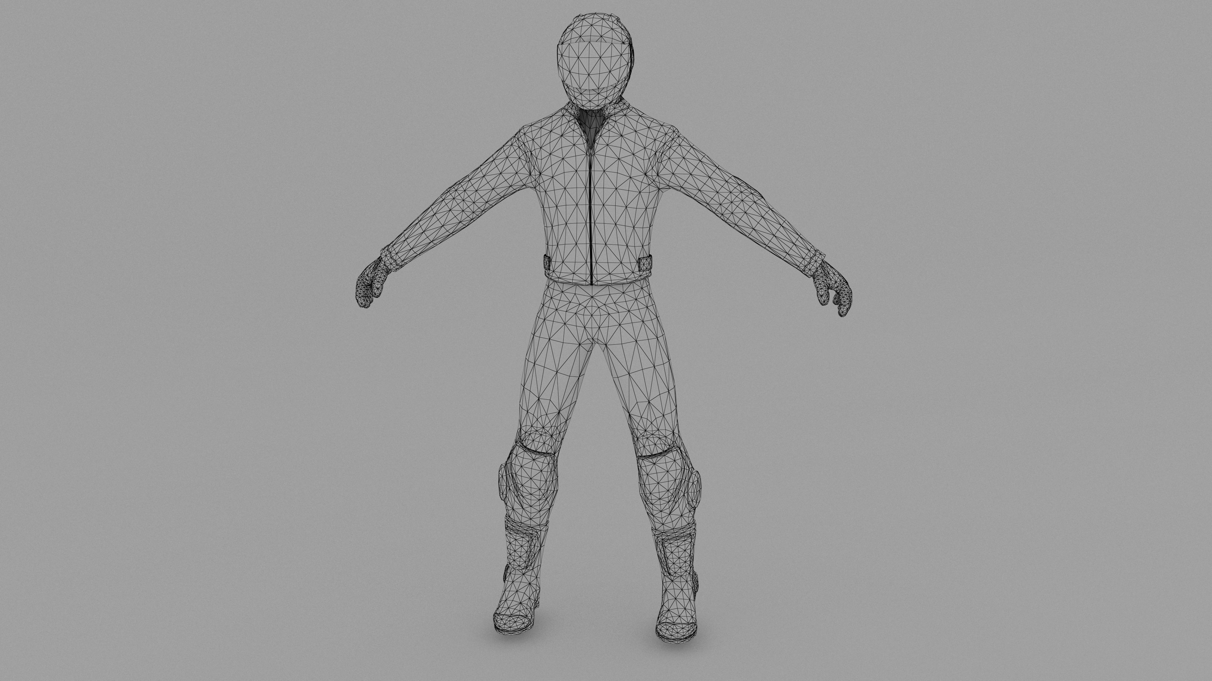 Snowmobilbiker motorcyclist in racing suit 3D model_13