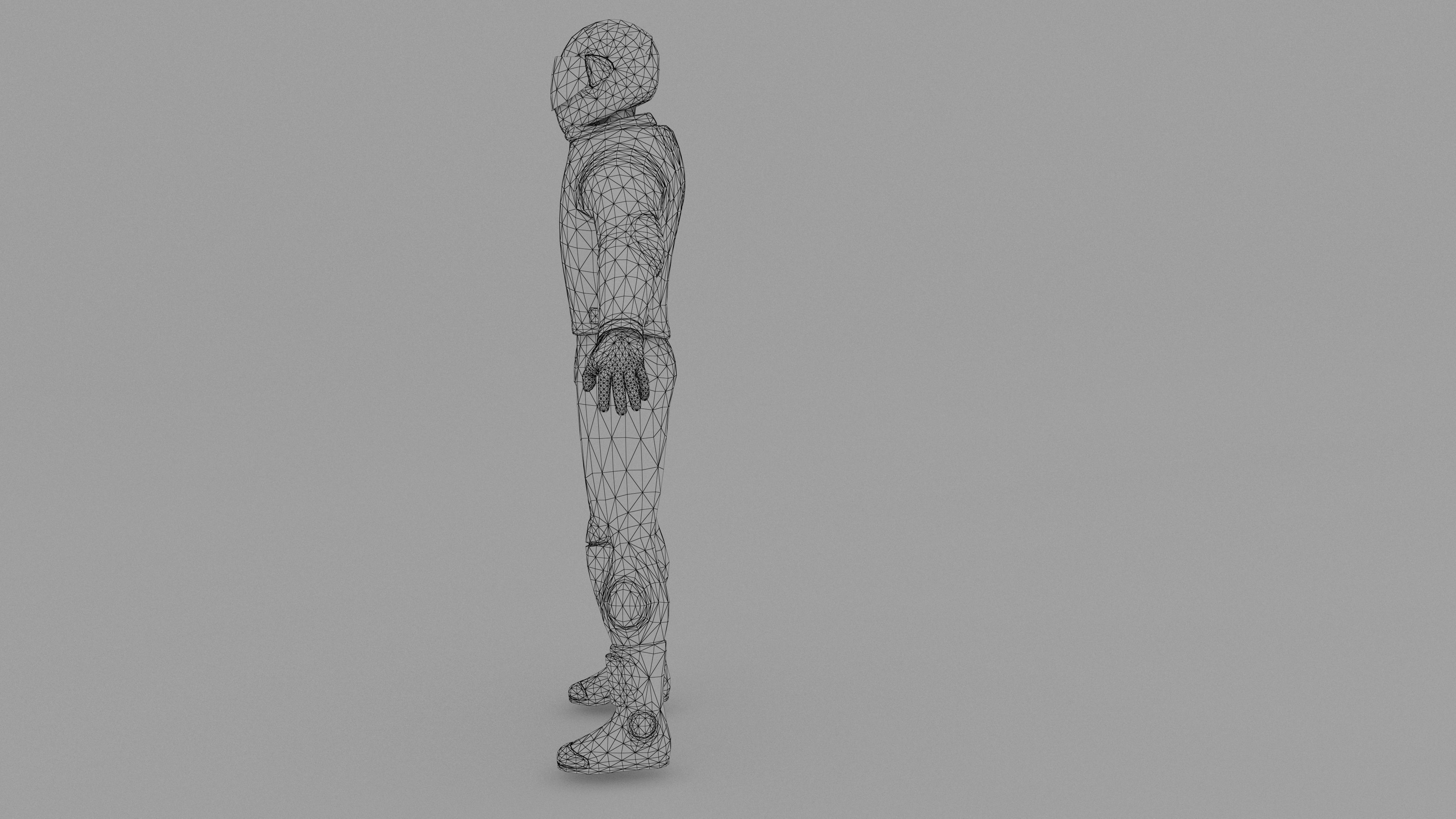 Snowmobilbiker motorcyclist in racing suit 3D model_12