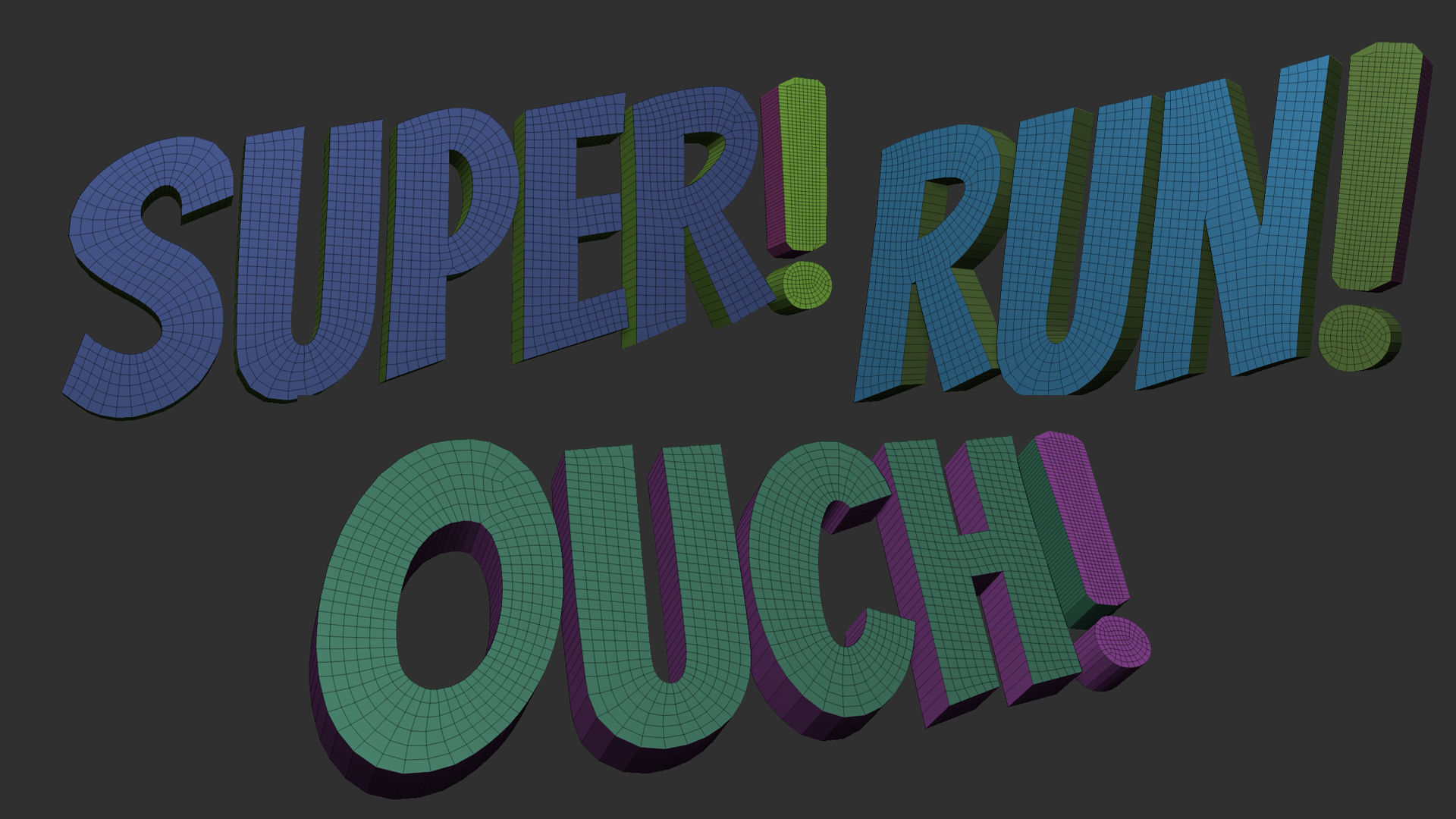 160 Low poly Zbrush IMM brush set of comic dialogue sound words 3D model_4