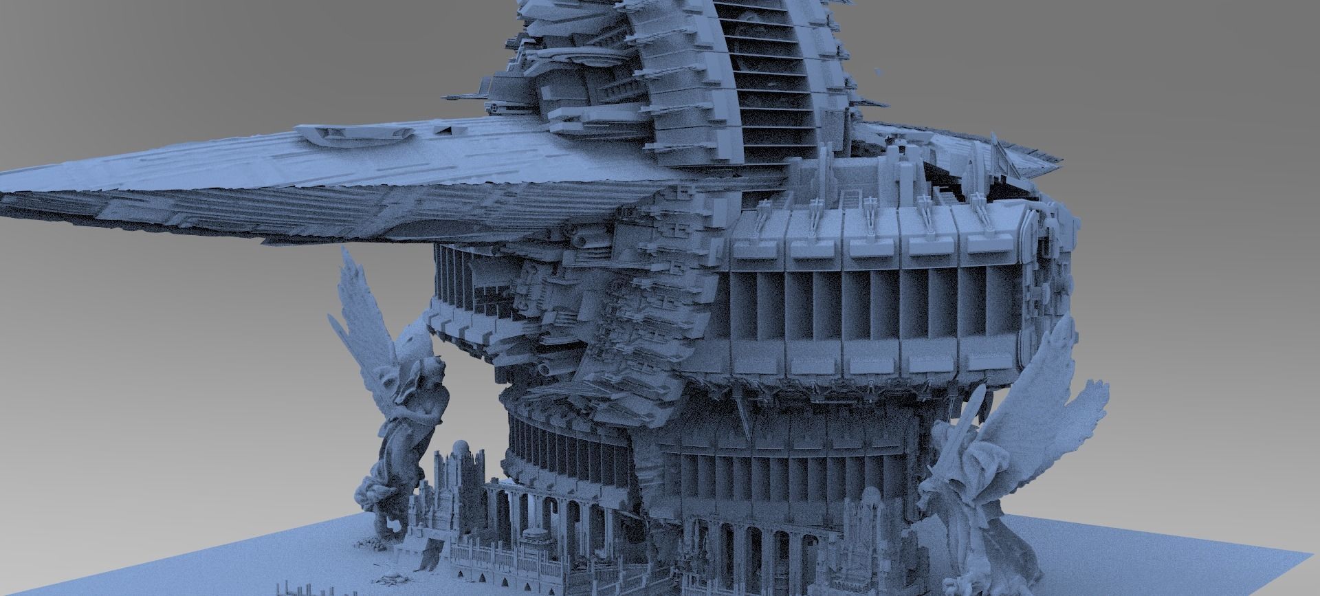 Art Deco Sci-Fi Tower city  3D model_1