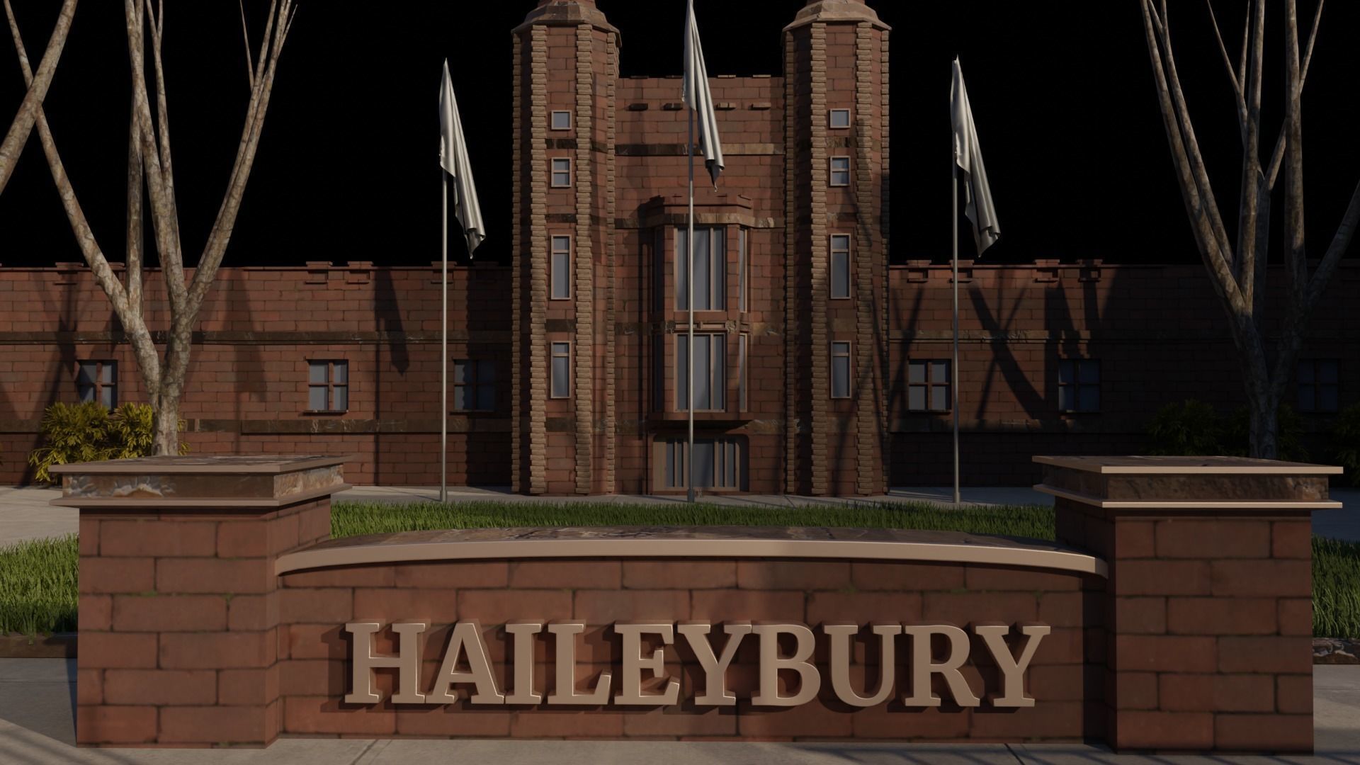 Haileybury College Low-poly 3D model_4