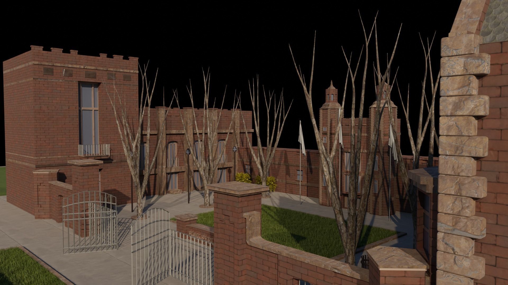 Haileybury College Low-poly 3D model_7