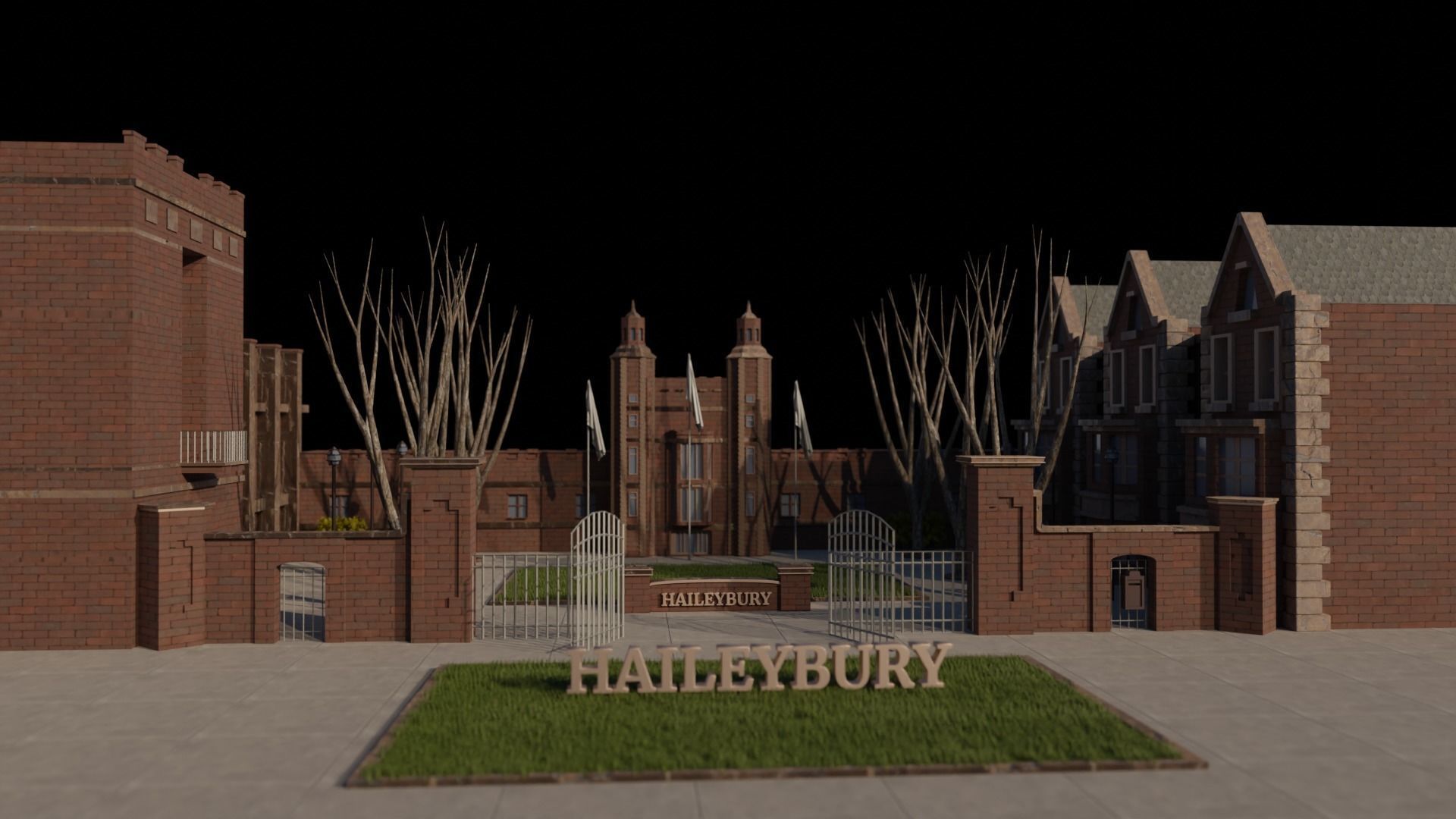 Haileybury College Low-poly 3D model_3
