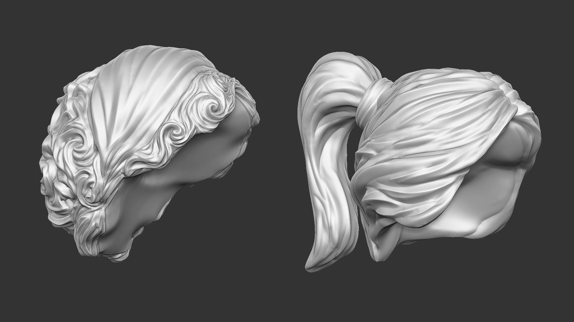 15 Female greek or roman statue hair styles hairdoo IMM brush 3D model_2