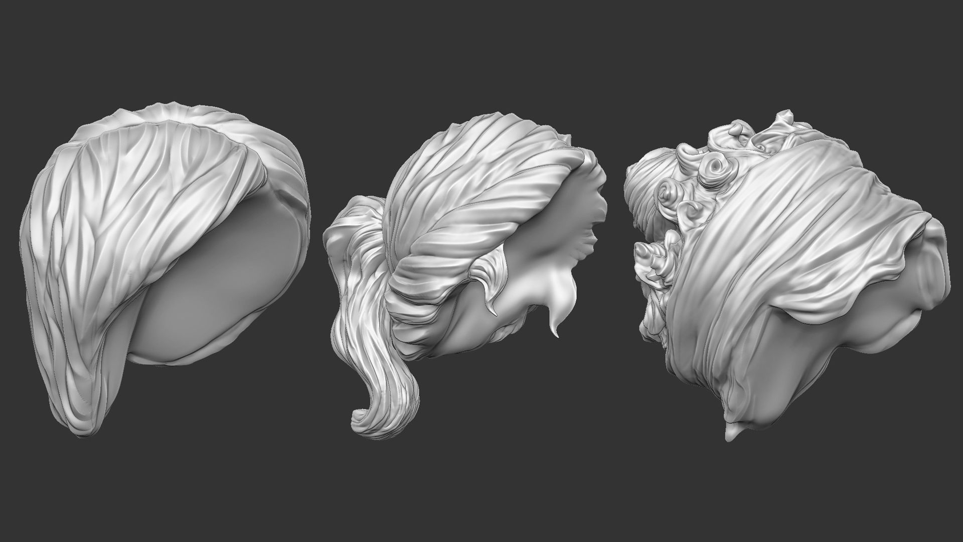 15 Female greek or roman statue hair styles hairdoo IMM brush 3D model_3