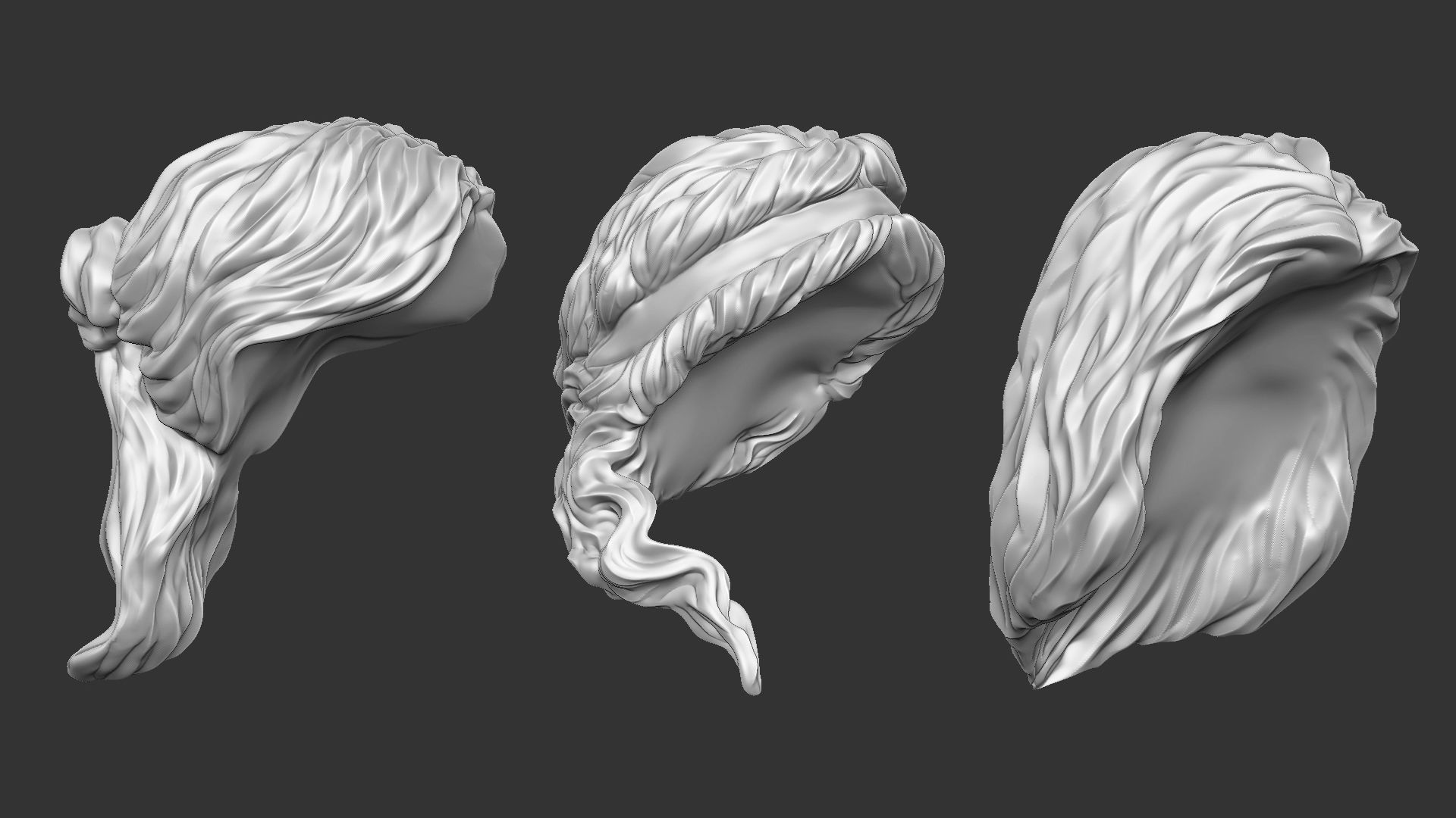 15 Female greek or roman statue hair styles hairdoo IMM brush 3D model_5