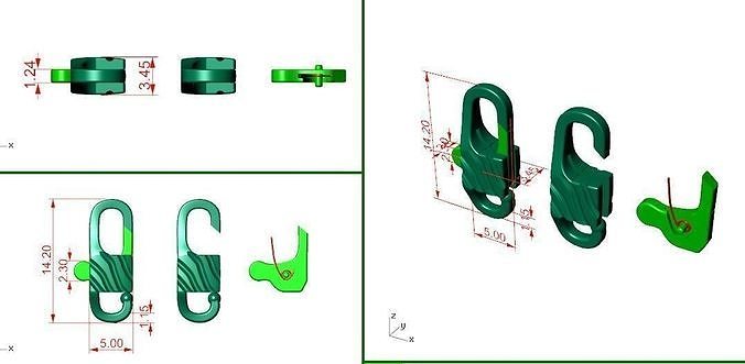 Jewelry lock Carbine 3D model 3D print model