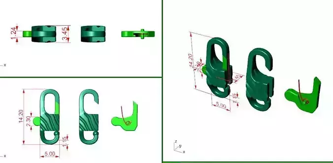 Jewelry lock Carbine 3D model 3D print model