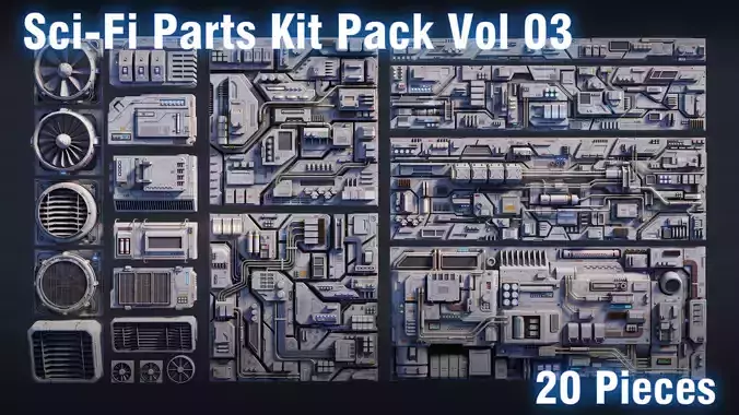 Sci-Fi Parts Kit Pack Vol 03 Low-poly 3D model