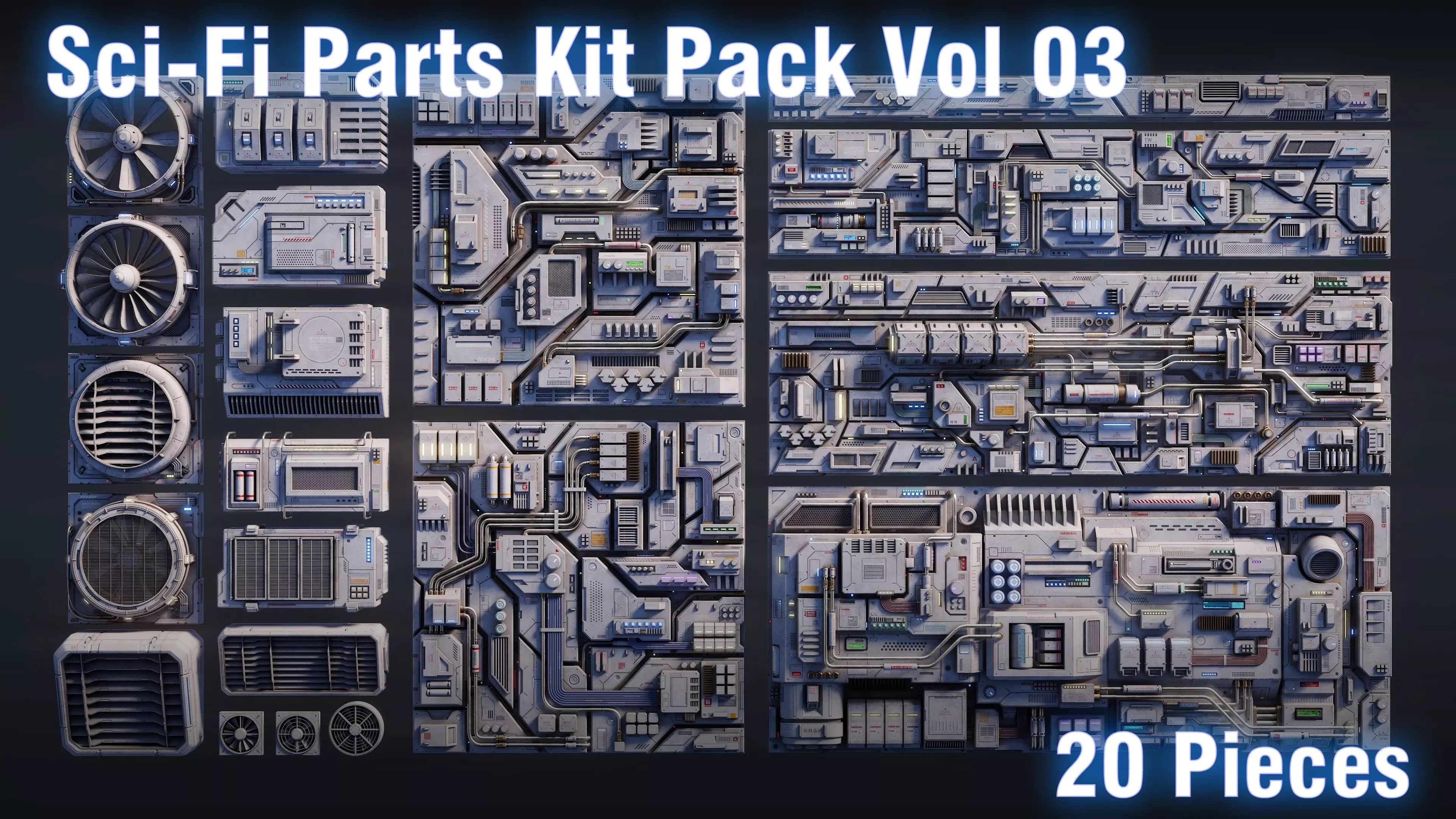 Sci-Fi Parts Kit Pack Vol 03 Low-poly 3D model_0