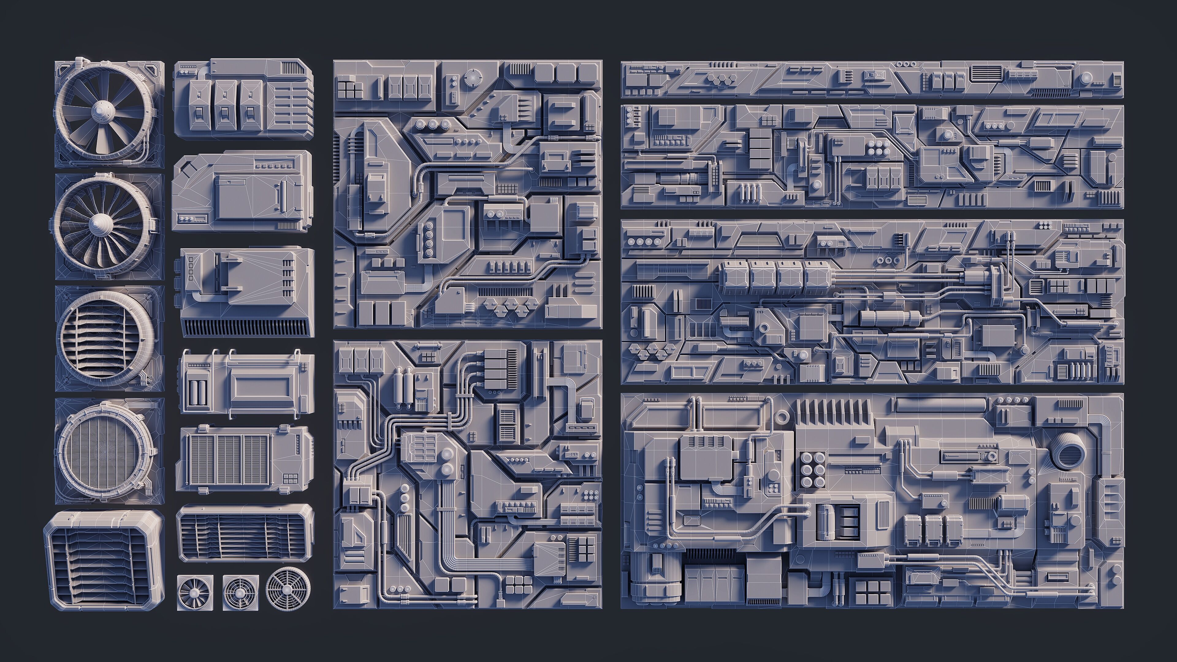 Sci-Fi Parts Kit Pack Vol 03 Low-poly 3D model_2