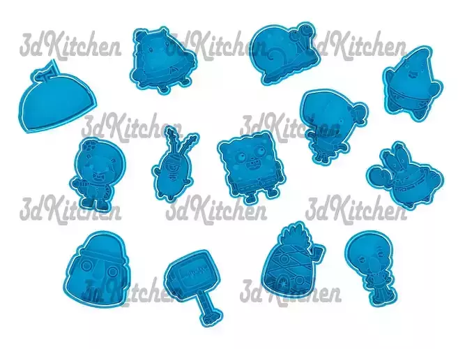 SpongeBob cookie cutters -fondant STL files 3D print model