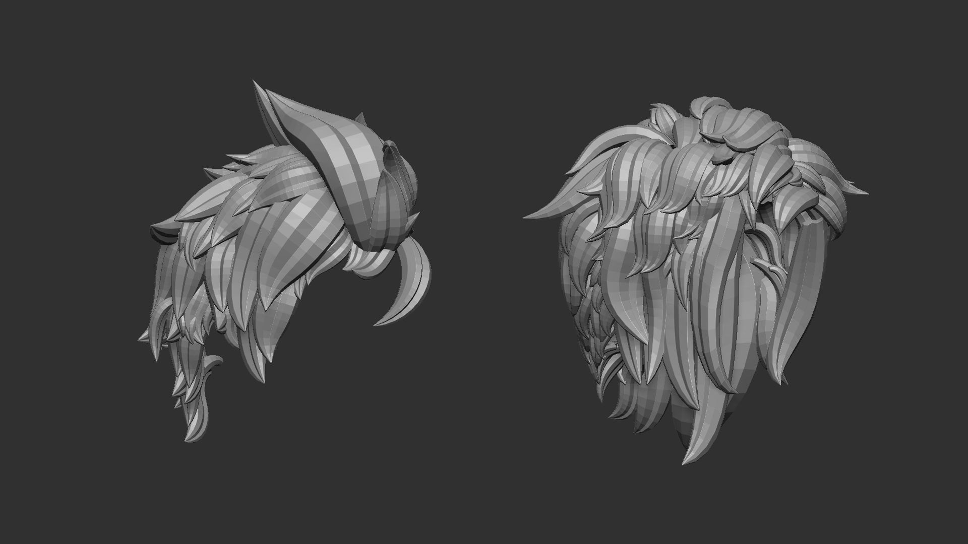 15 Male anime character hair styles and hairdoo low poly IMM 3D model_7