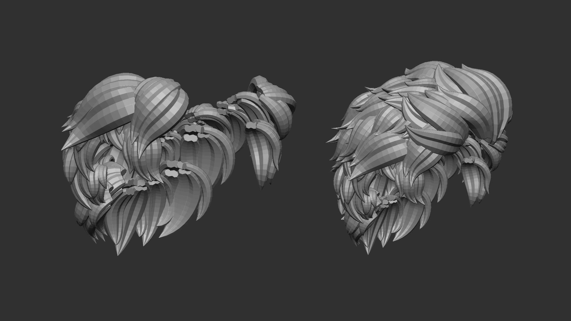 15 Male anime character hair styles and hairdoo low poly IMM 3D model_4