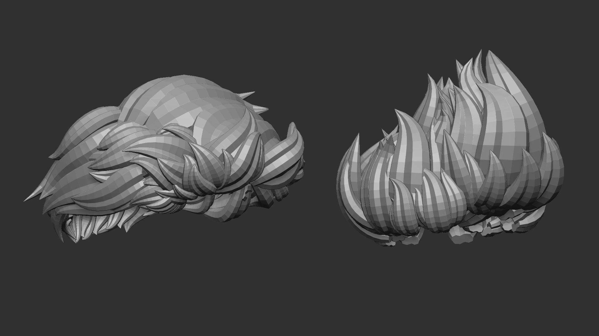 15 Male anime character hair styles and hairdoo low poly IMM 3D model_5