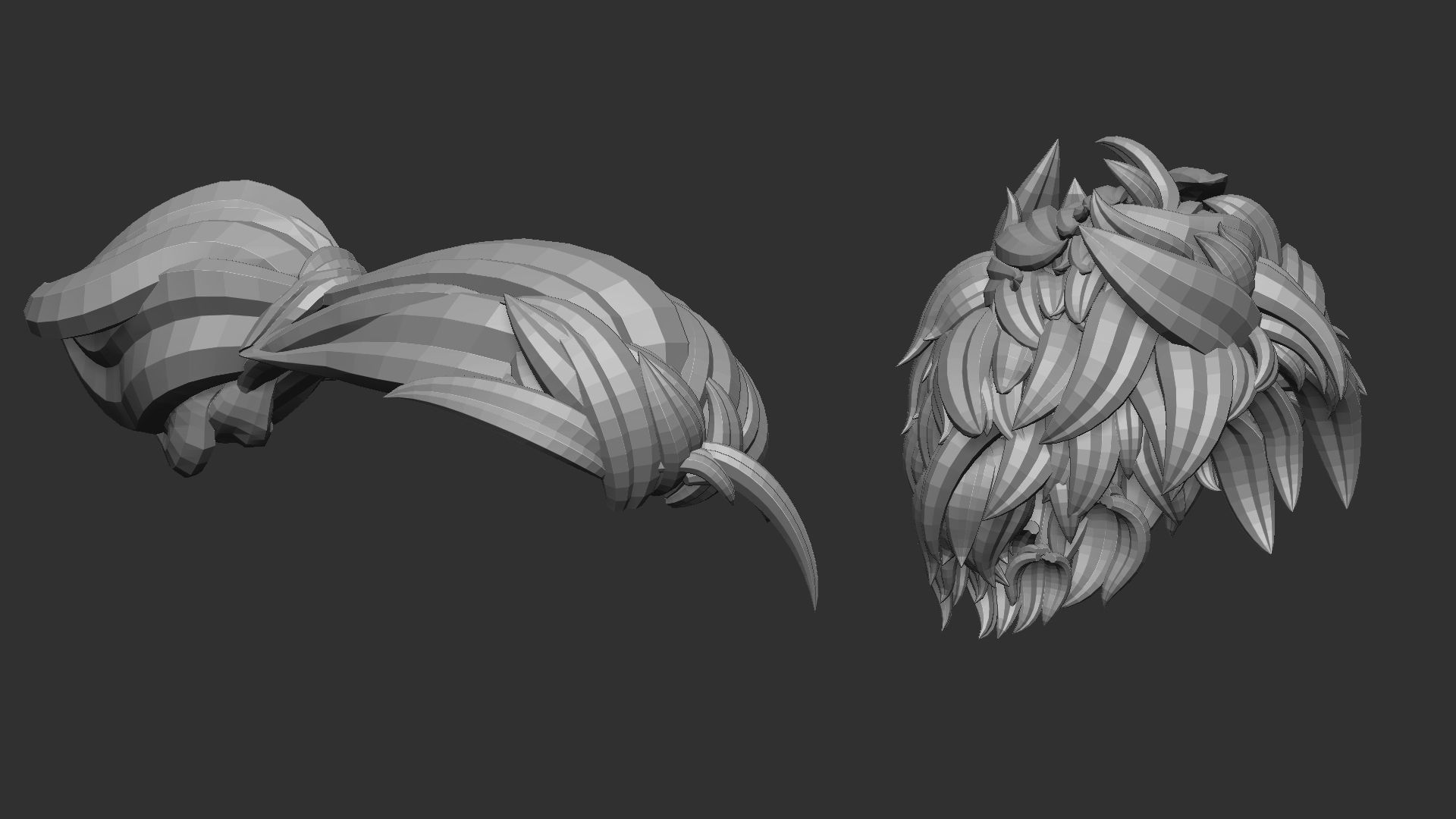 15 Male anime character hair styles and hairdoo low poly IMM 3D model_2