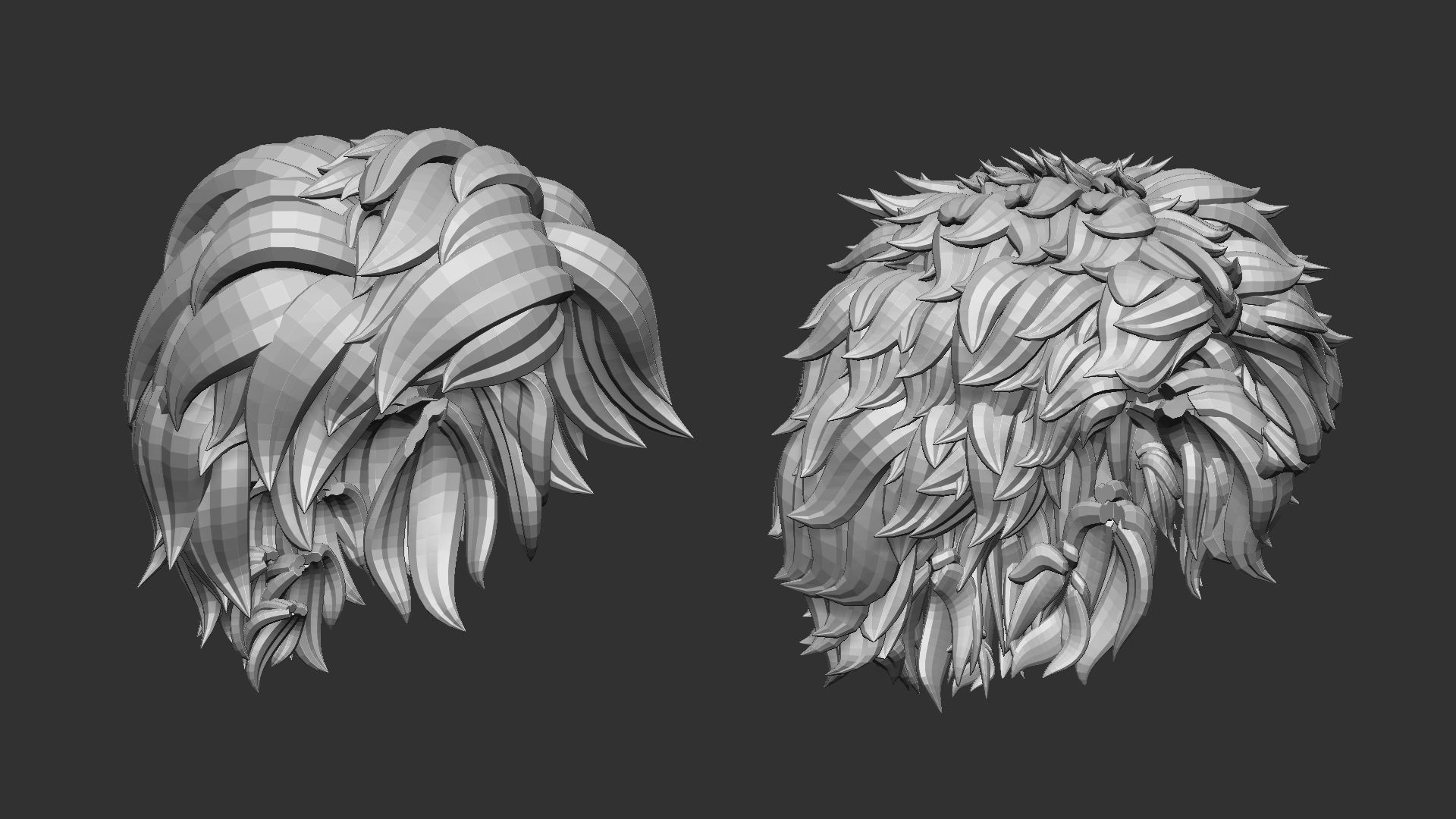 20 Female anime character hair styles lowpoly IMM brush set 3D model_1