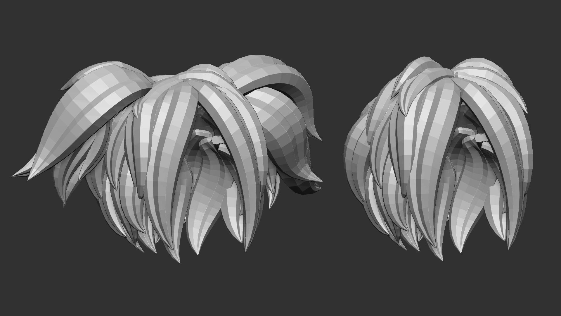 20 Female anime character hair styles lowpoly IMM brush set 3D model_3