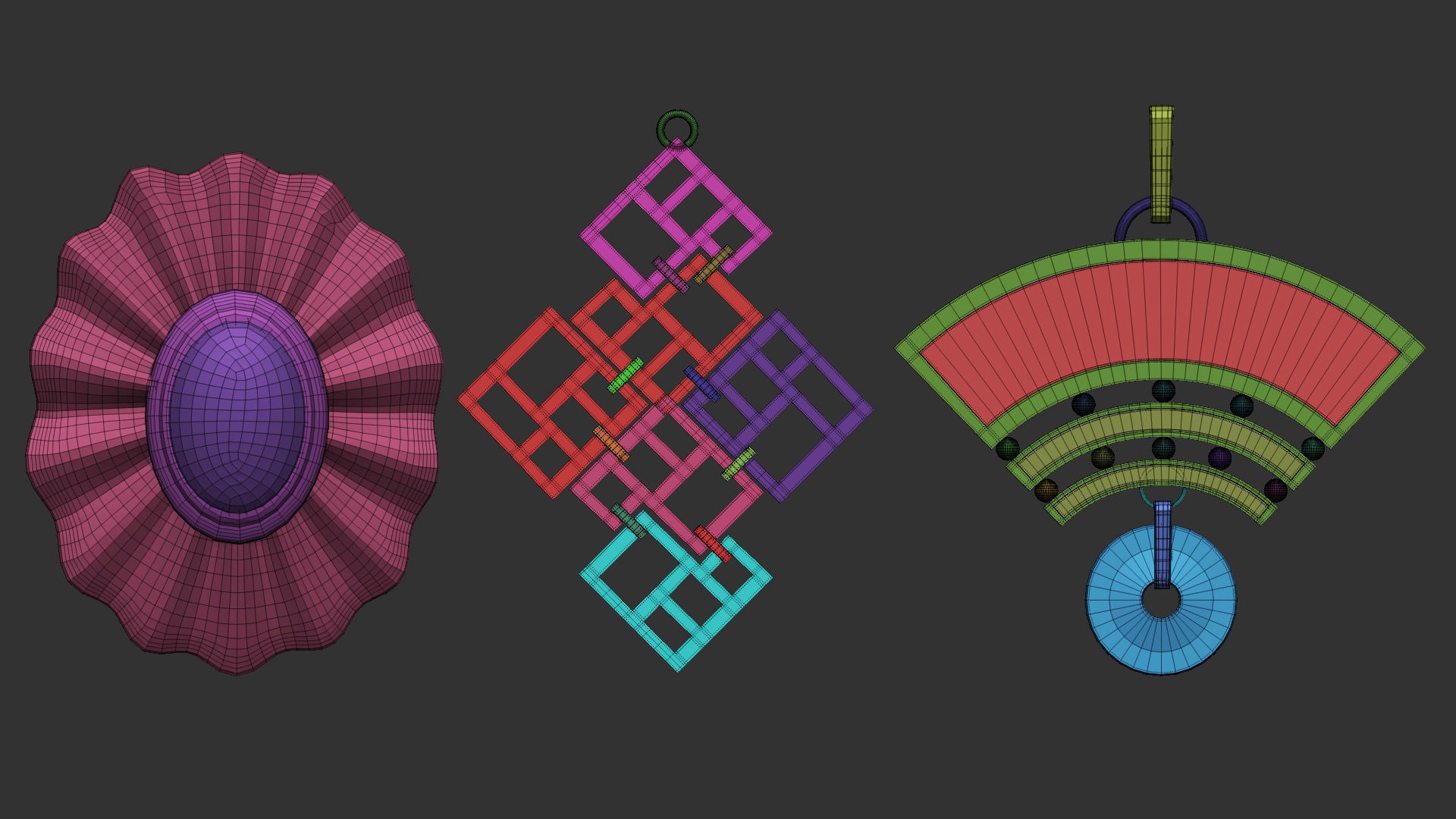 70 Low poly jewelry pendant shapes and forms IMM brush set 3D model_11