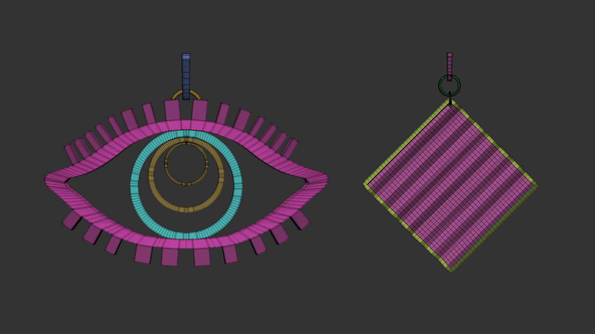 70 Low poly jewelry pendant shapes and forms IMM brush set 3D model_10