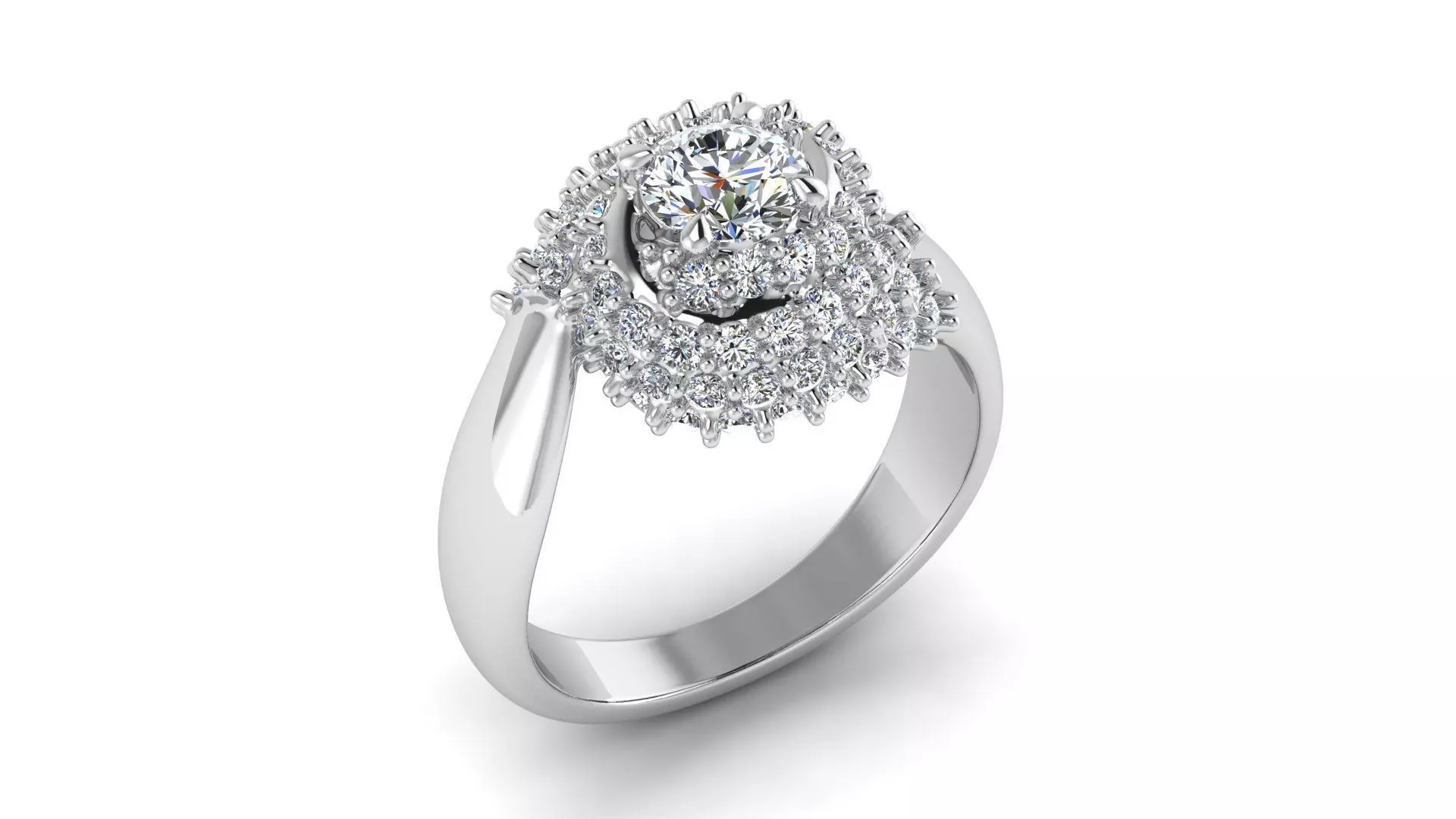 Curly Diamond Ring 3D print model_0