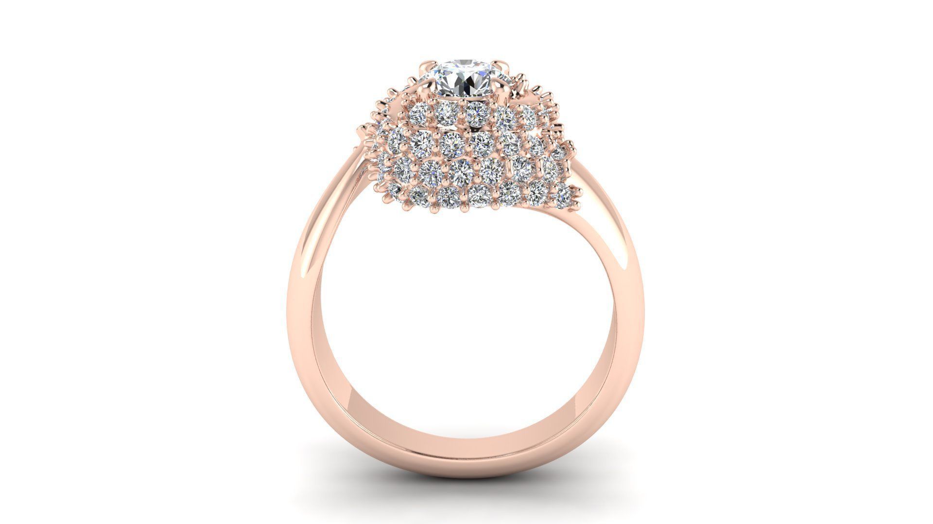 Curly Diamond Ring 3D print model_5