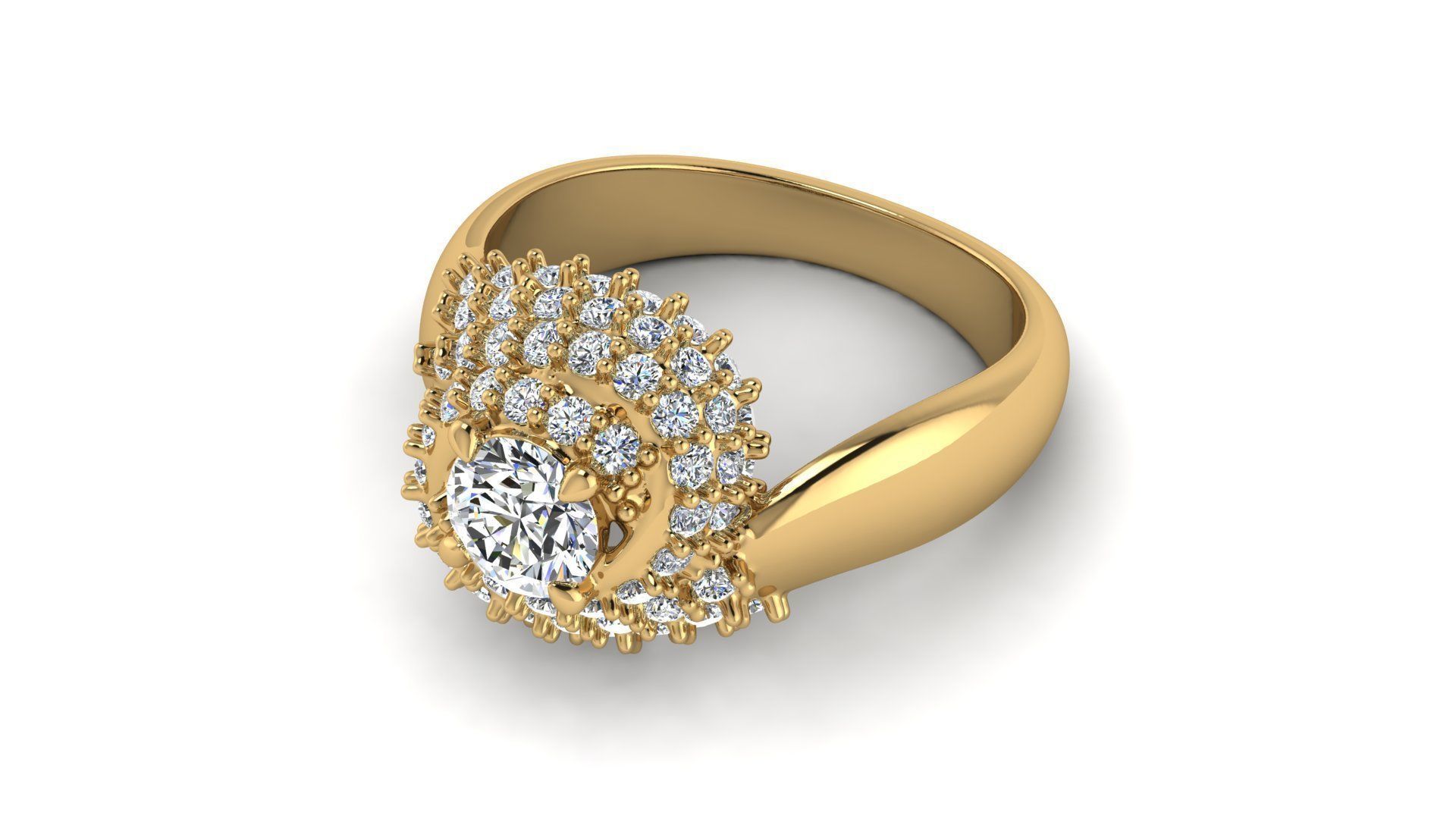 Curly Diamond Ring 3D print model_9