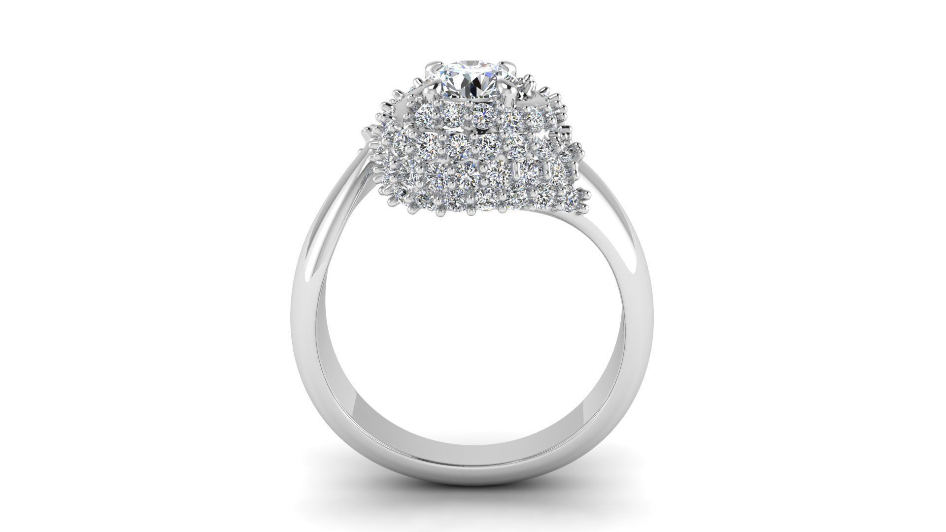 Curly Diamond Ring 3D print model_11