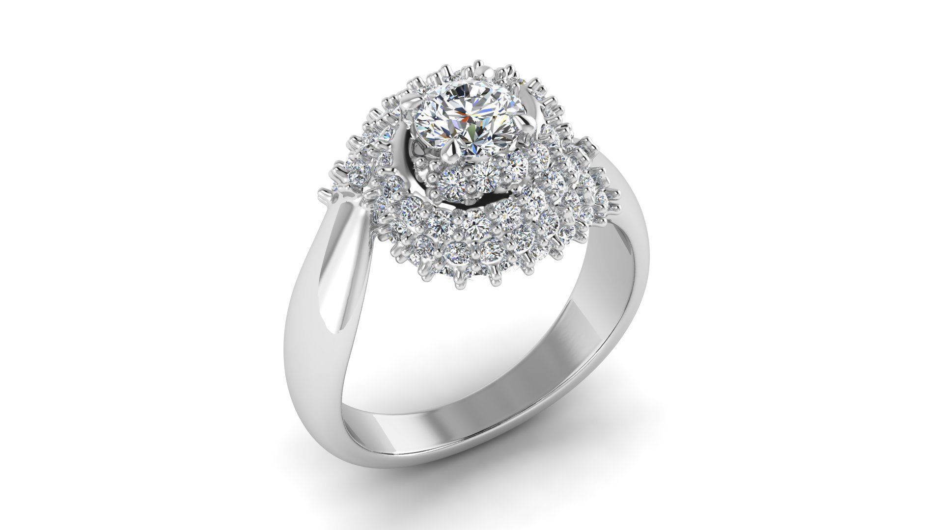 Curly Diamond Ring 3D print model_10