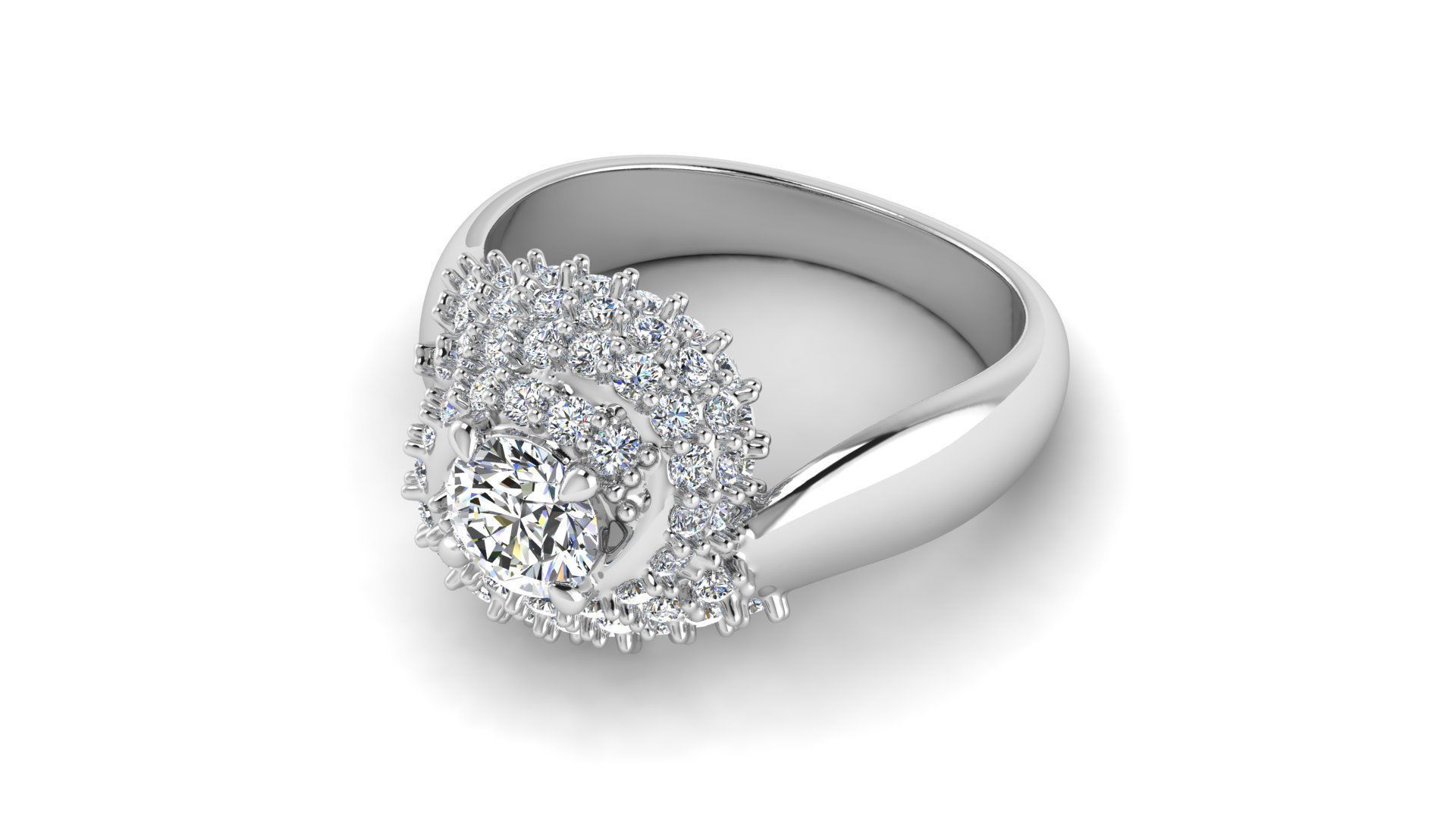 Curly Diamond Ring 3D print model_3