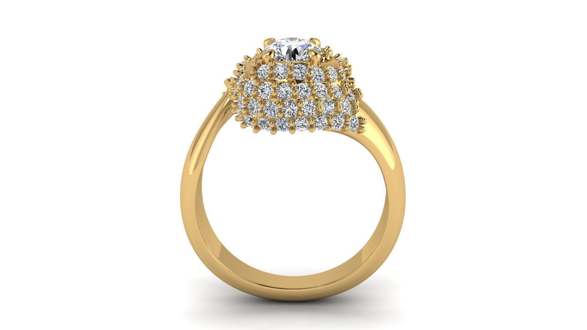 Curly Diamond Ring 3D print model_12