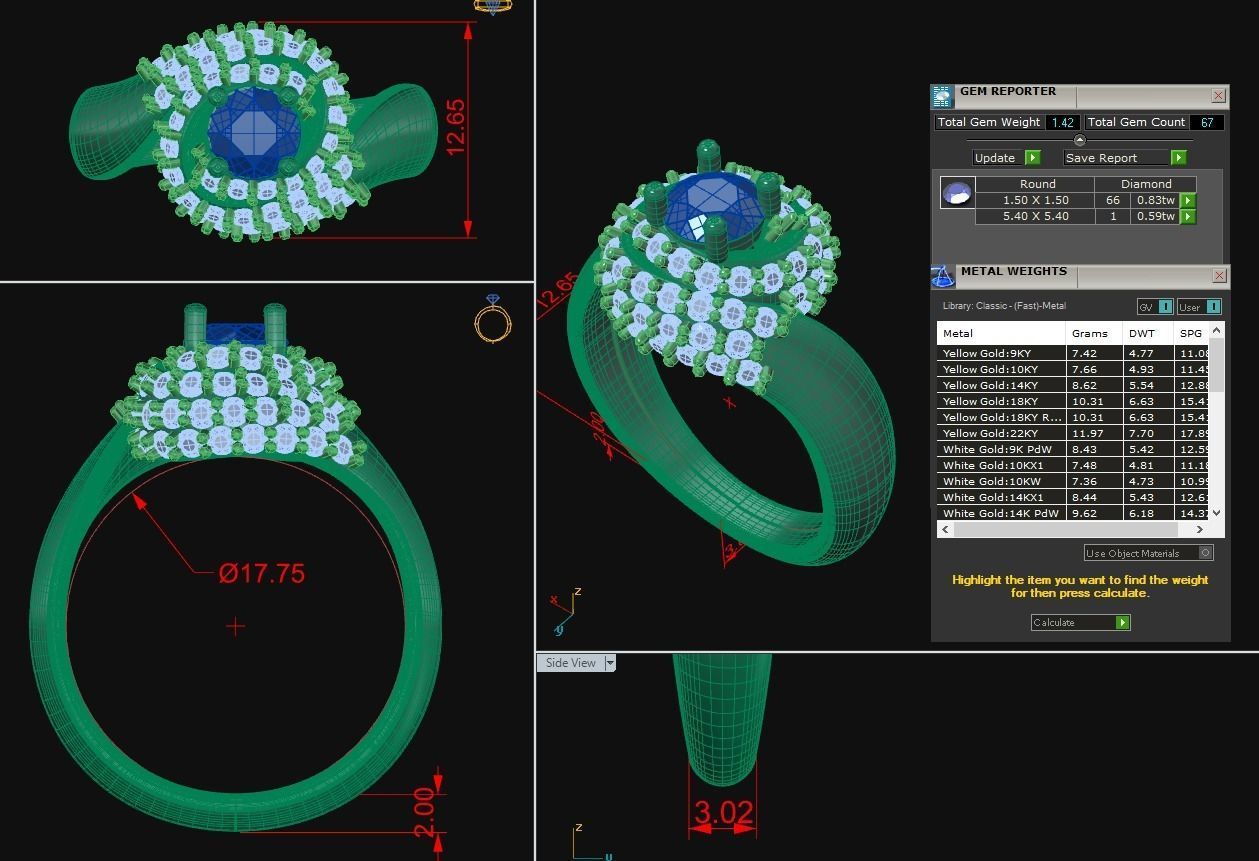 Curly Diamond Ring 3D print model_1