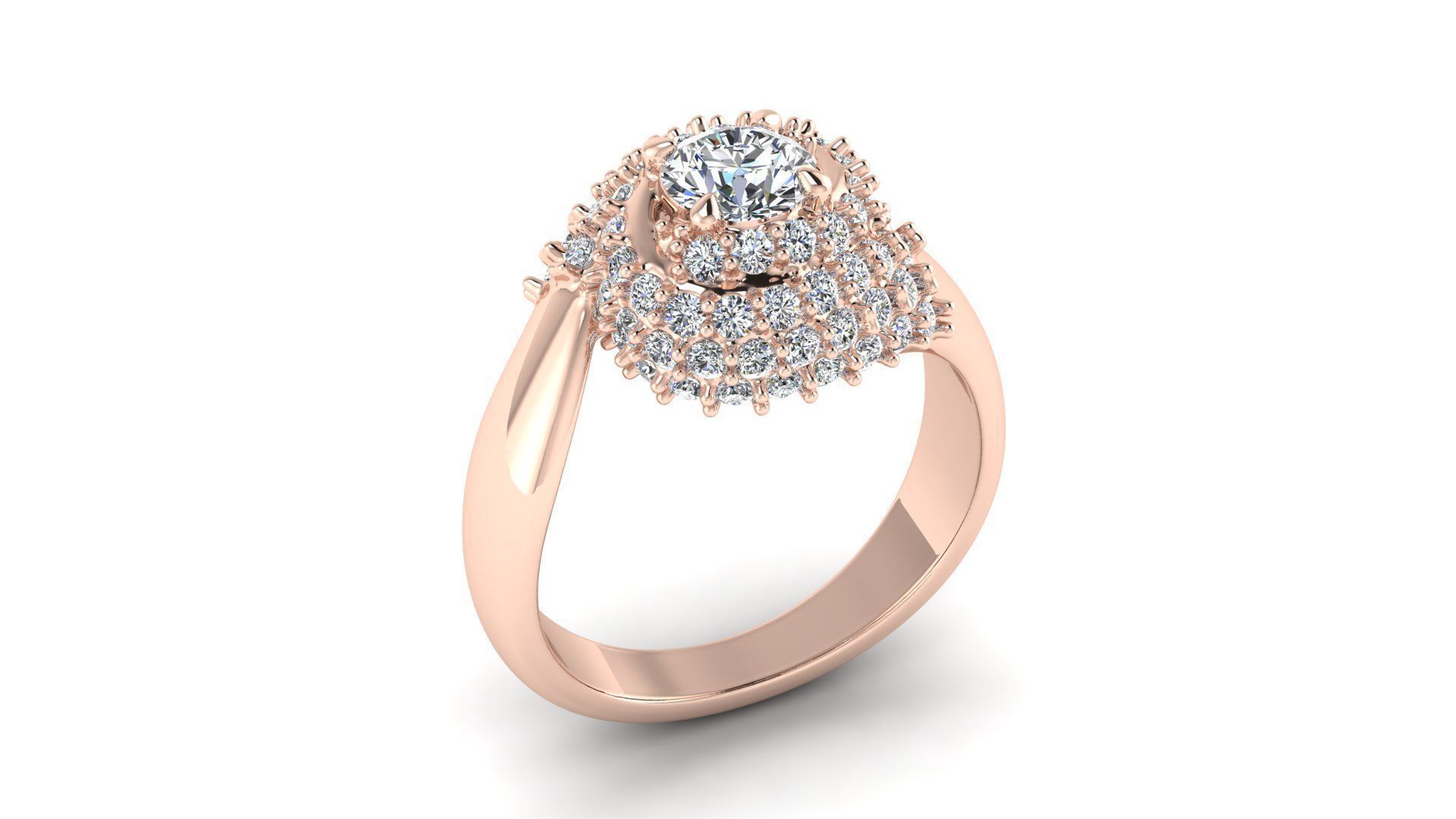 Curly Diamond Ring 3D print model_4