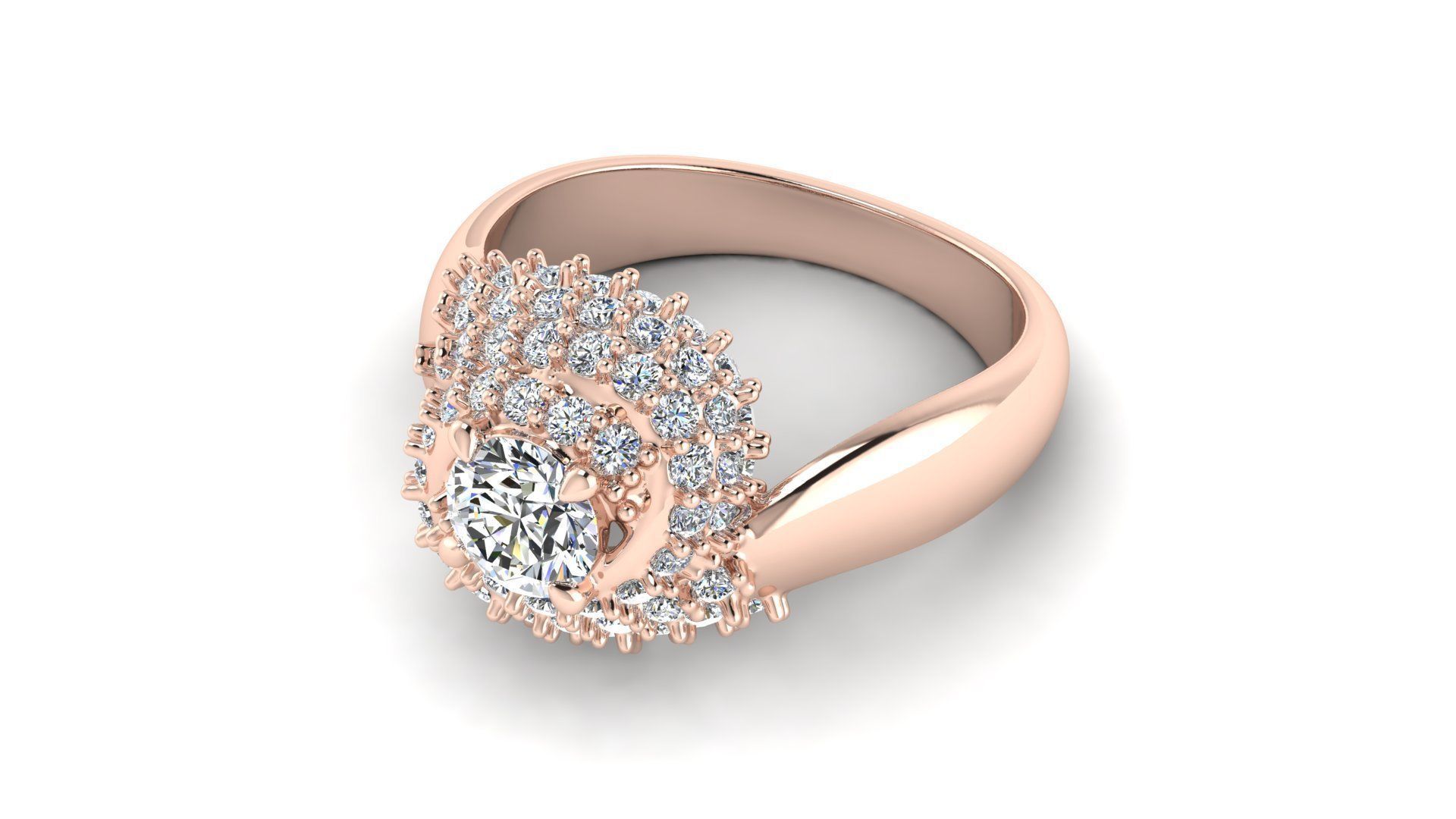 Curly Diamond Ring 3D print model_6