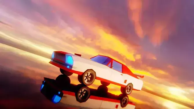 Stylized Retro Car - Low Poly Game Ready 3D Model