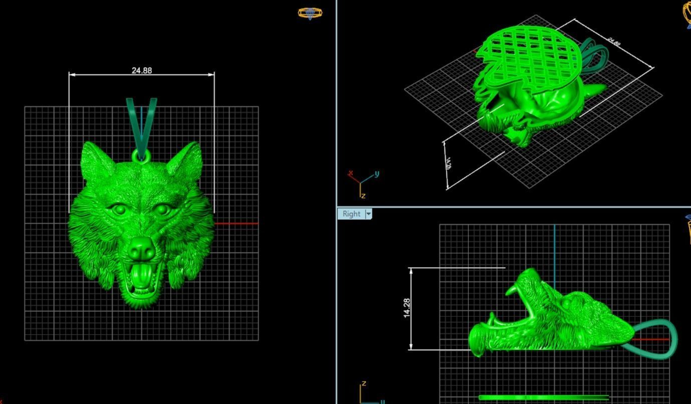 Wolf pendant nice sculpture 3D print model_5