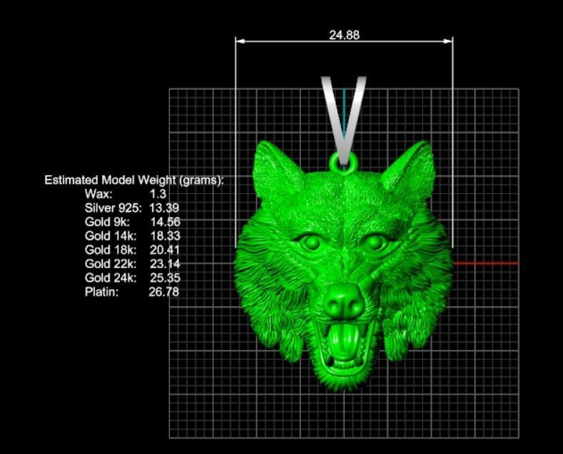 Wolf pendant nice sculpture 3D print model_2