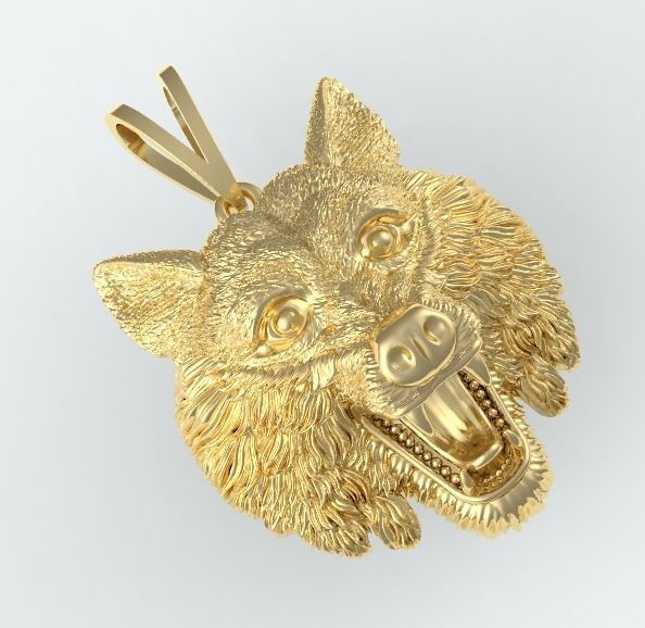 Wolf pendant nice sculpture 3D print model_1